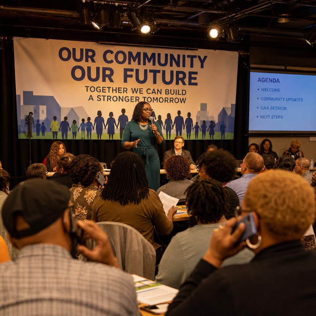 Community town hall event with audience