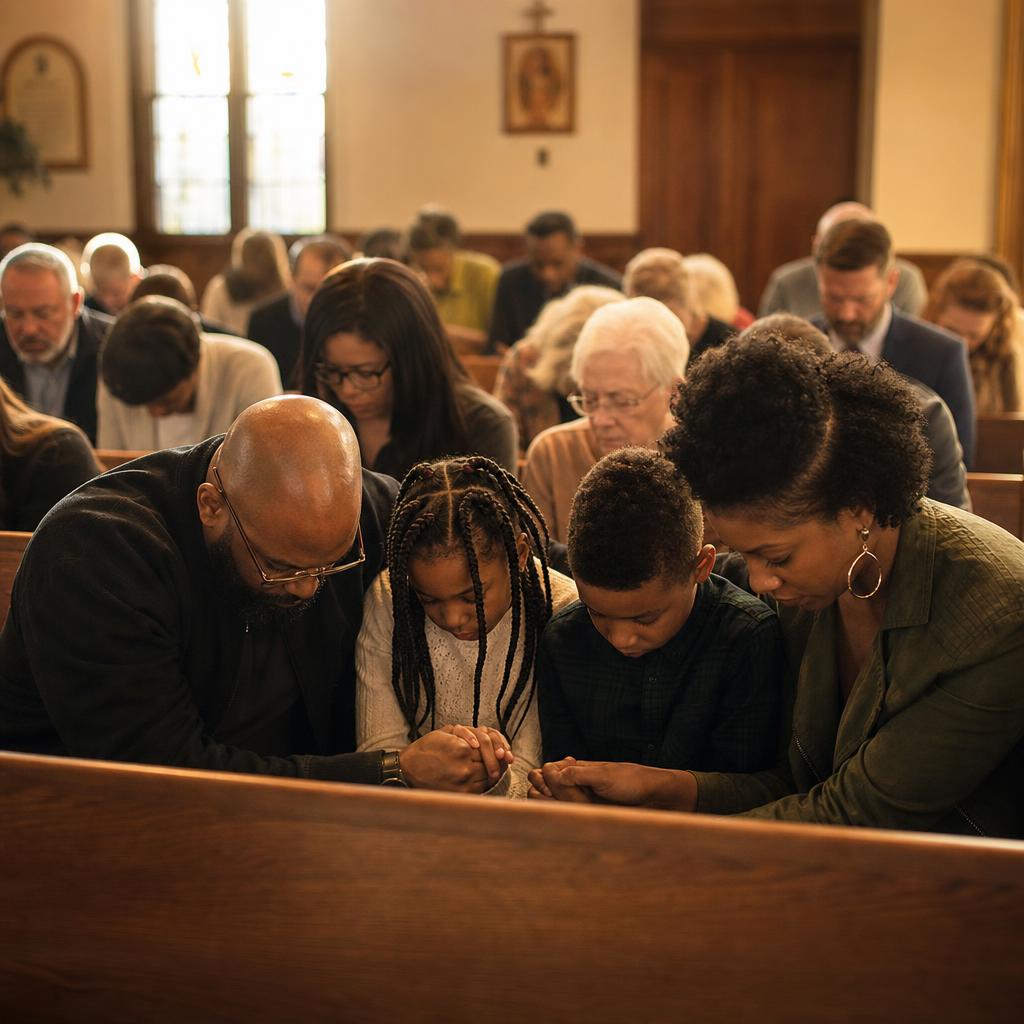 Faith communities gathered in prayer